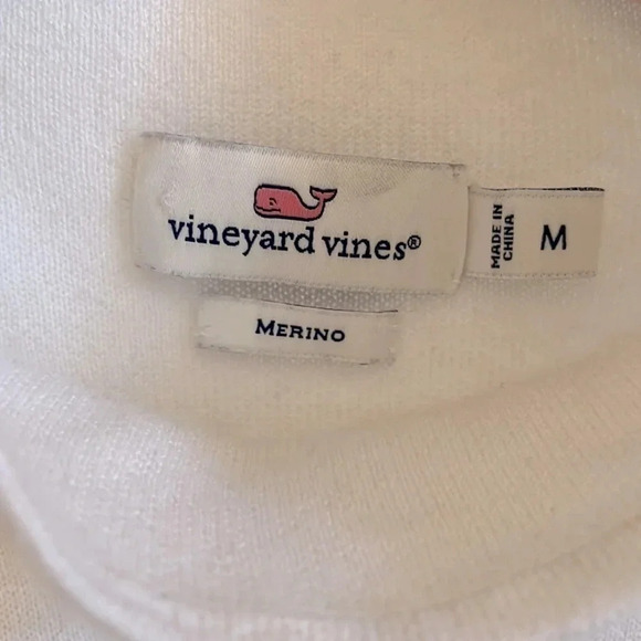 VINEYARD VINES Merino Wool Movk Neck Sweater Bell Sleeve, Size  M - Picture 6 of 9